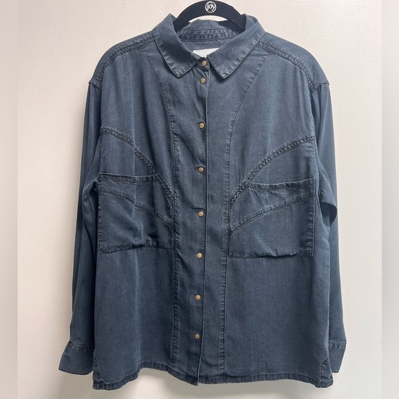 BA&SH Women’s Chemise Dream Long sleeve Button Down Shirt Brut-Size Medium-NWT - Picture 2 of 10